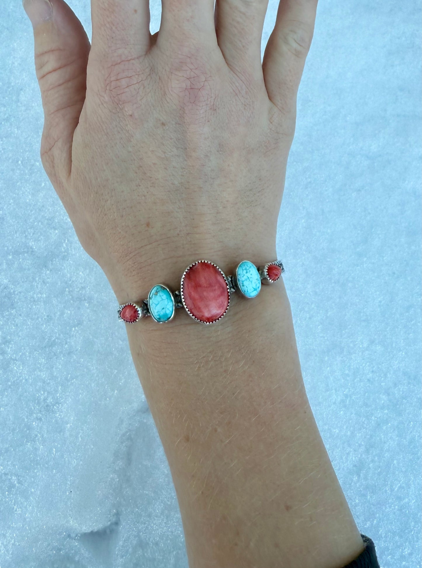 Whitewater Turquoise and Spiny Oyster Cuff Bracelet