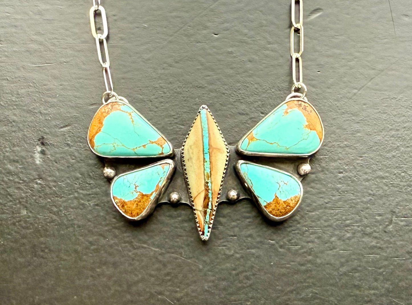 Glacier Blue & Royston Ribbon Turquoise Butterfly Necklace