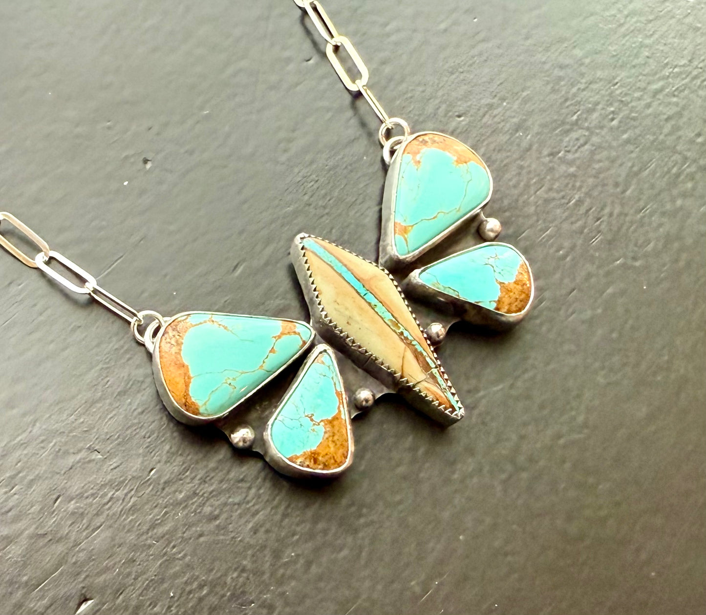 Glacier Blue & Royston Ribbon Turquoise Butterfly Necklace