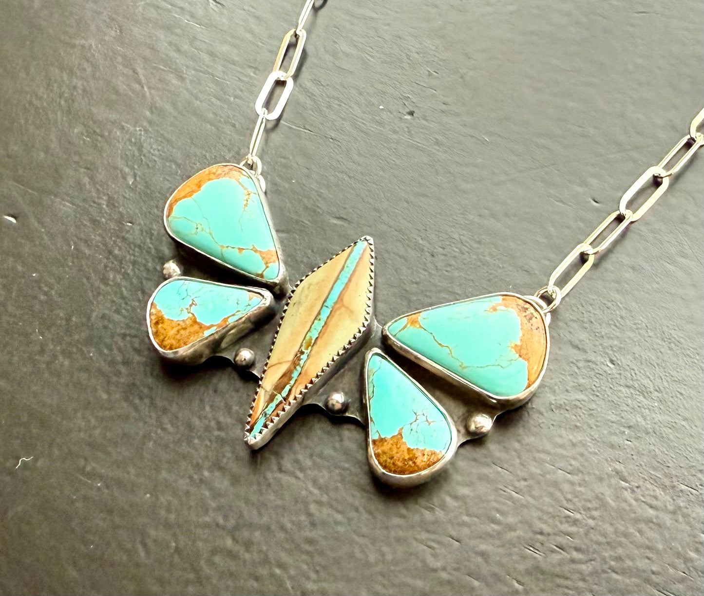 Glacier Blue & Royston Ribbon Turquoise Butterfly Necklace