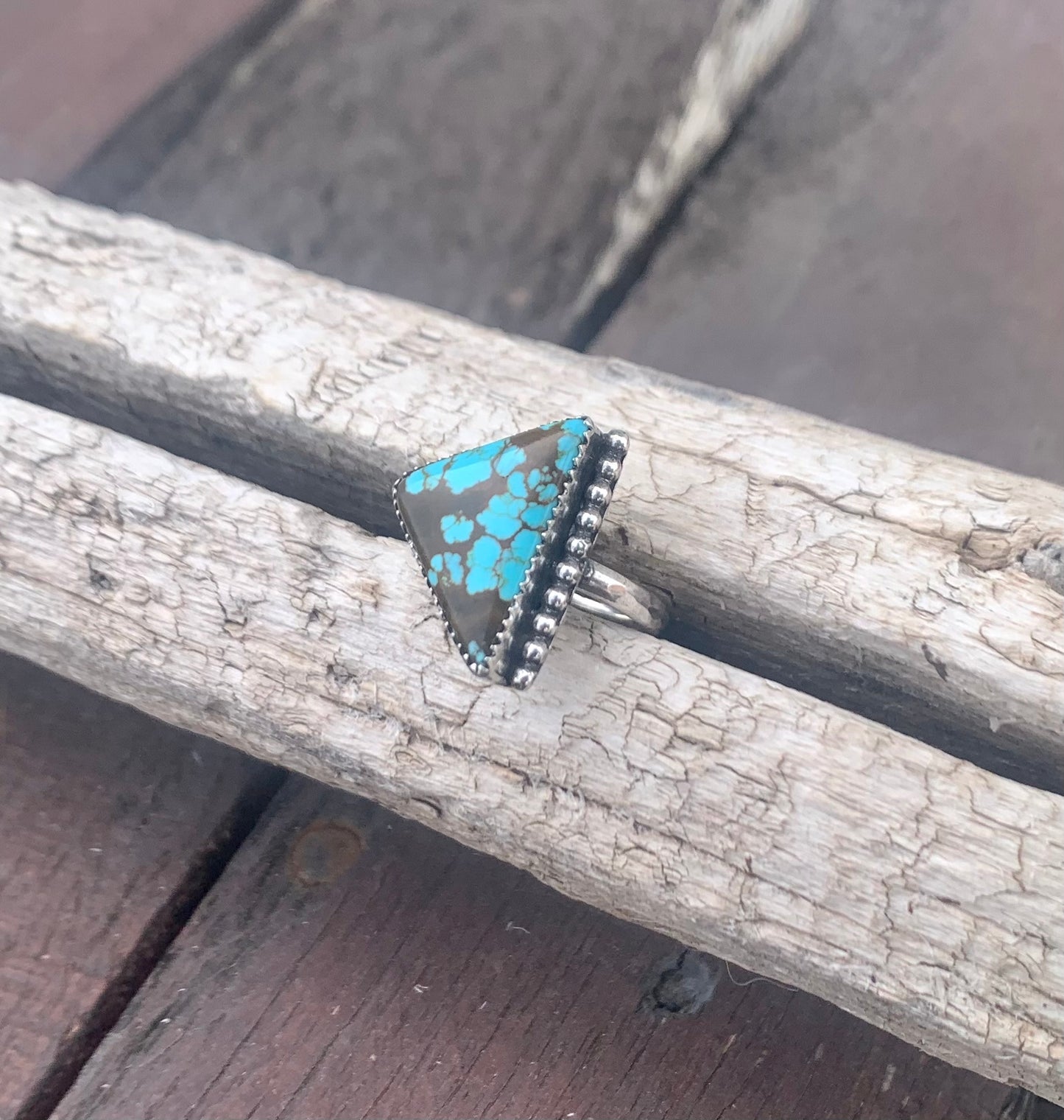 Number 8 Turquoise Triangle Ring