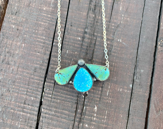 Sonoran Blue & Blue Moon Turquoise 3 Stone Necklace