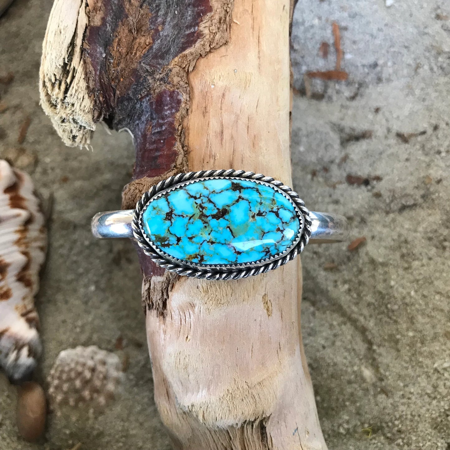 High Grade Kingman Spider Web Turquoise Cuff Bracelet