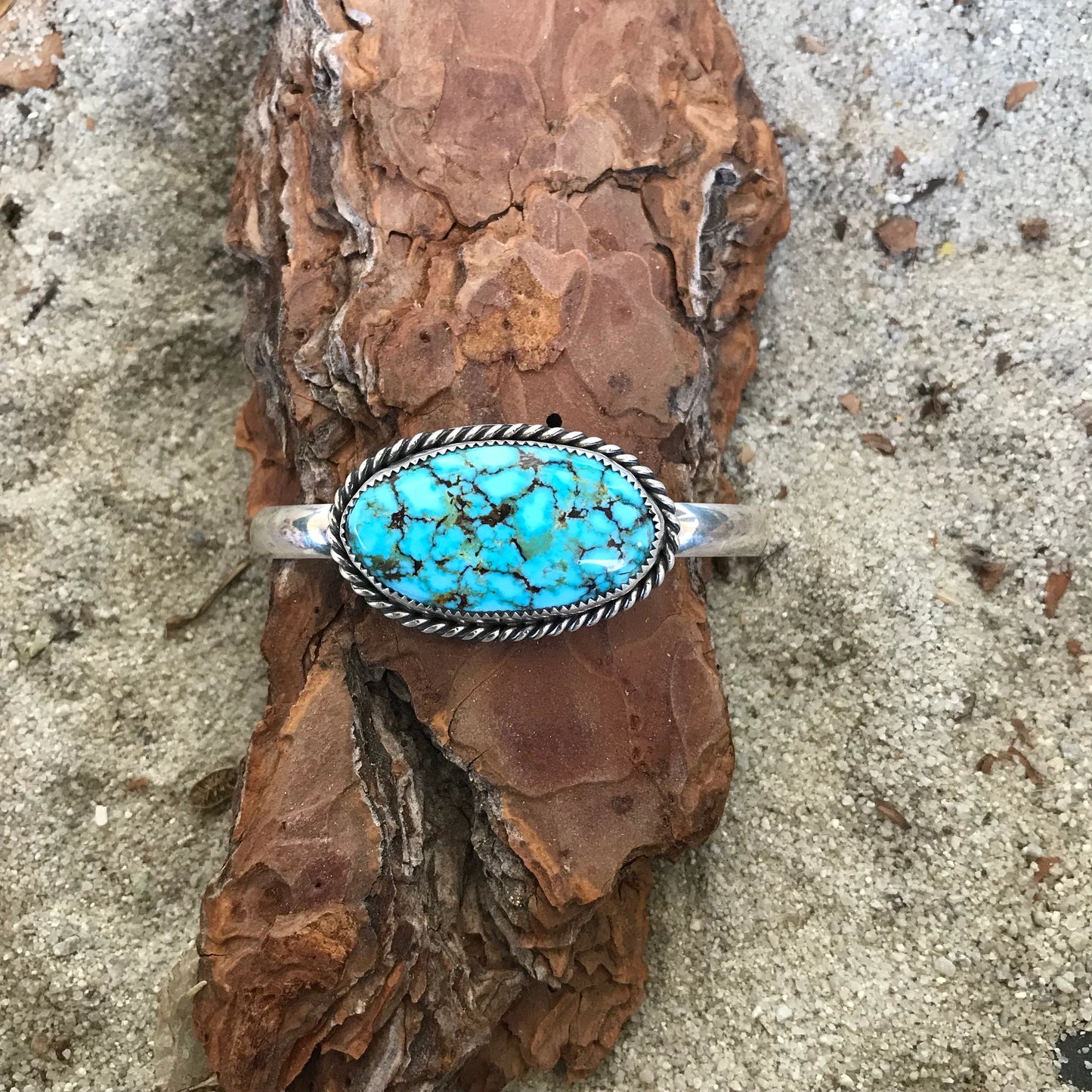 High Grade Kingman Spider Web Turquoise Cuff Bracelet