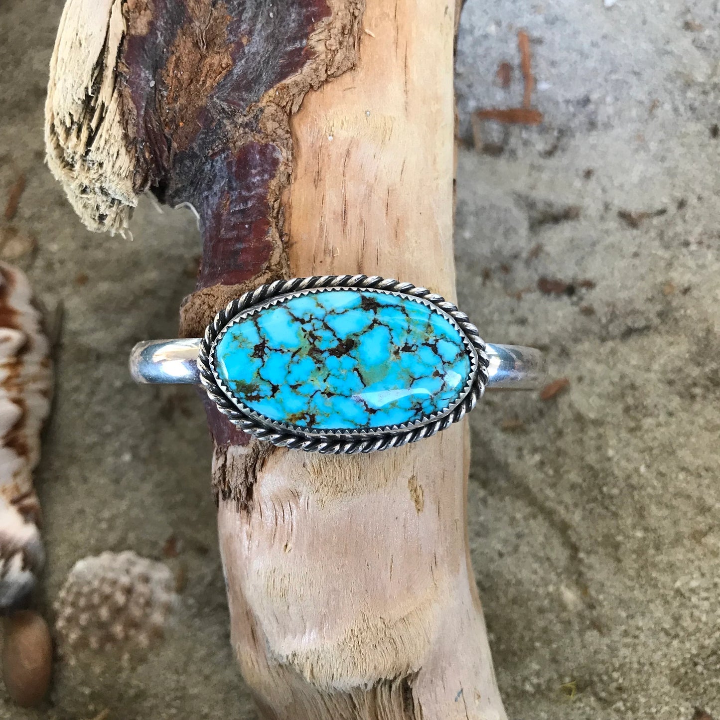 High Grade Kingman Spider Web Turquoise Cuff Bracelet