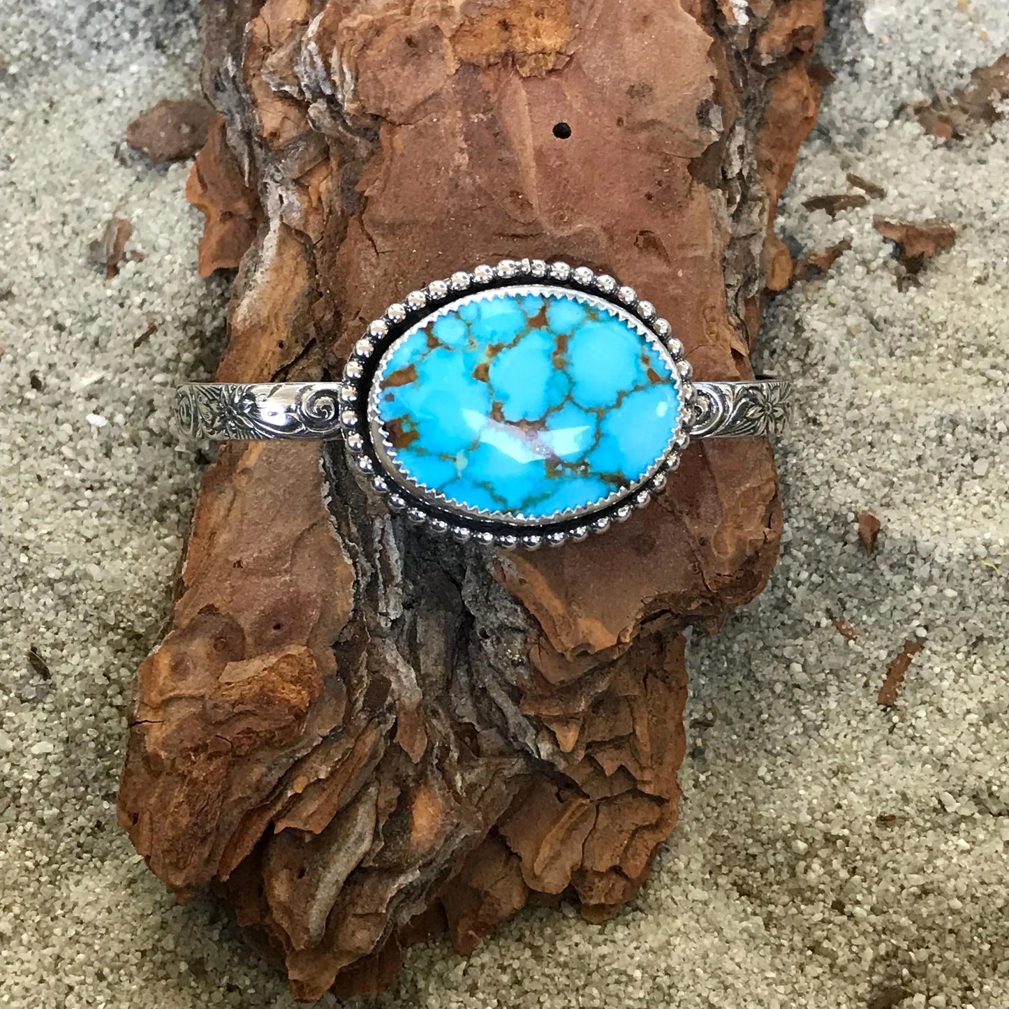 High Grade Kingman Spider Web Turquoise Cuff Bracelet