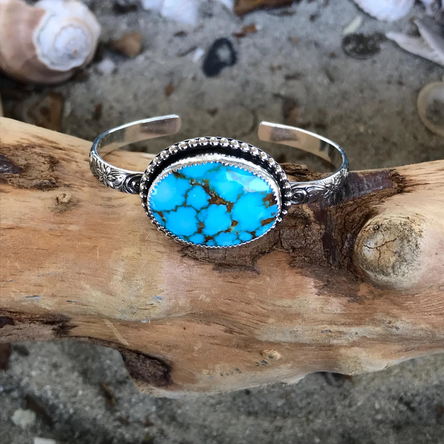 High Grade Kingman Spider Web Turquoise Cuff Bracelet