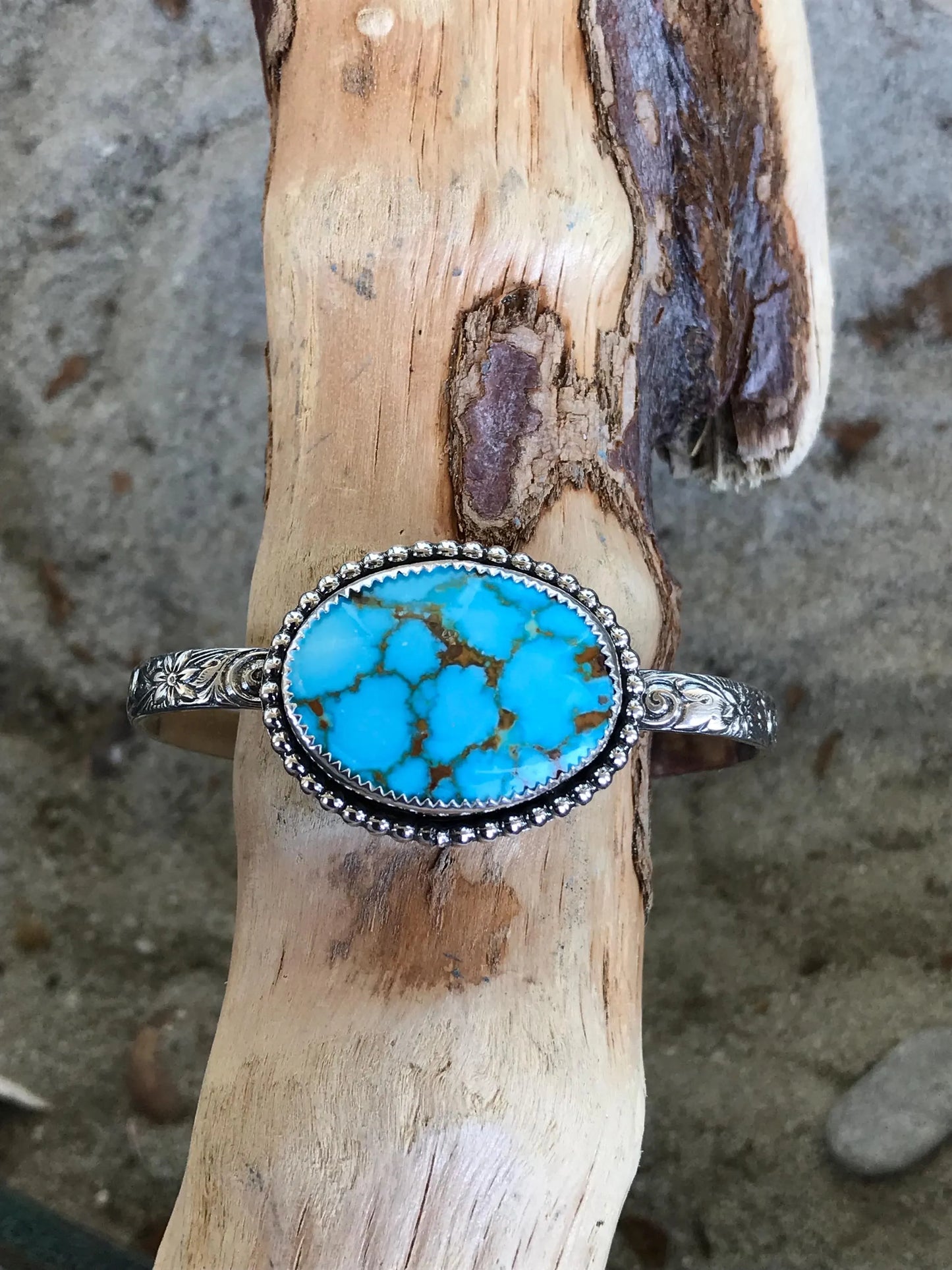 High Grade Kingman Spider Web Turquoise Cuff Bracelet