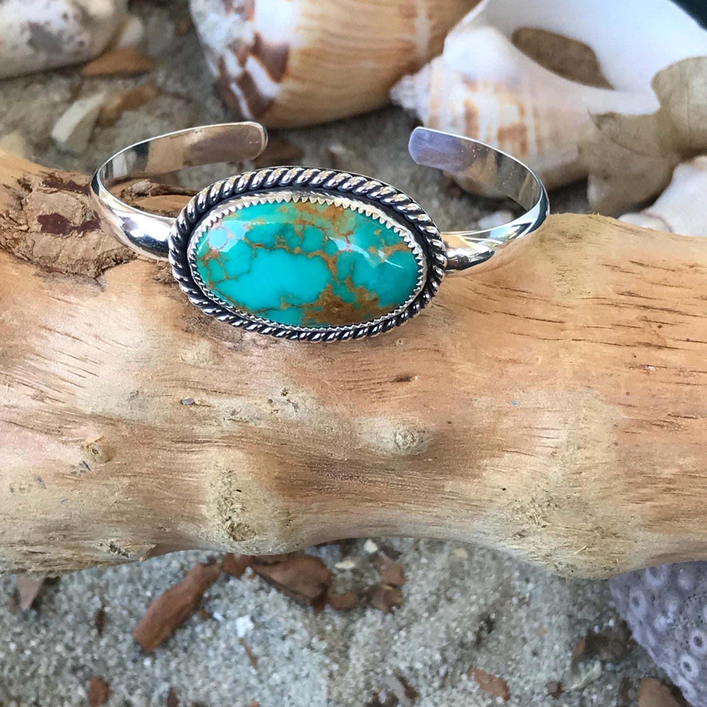 High Grade Golden Web Kingman Turquoise Cuff Bracelet