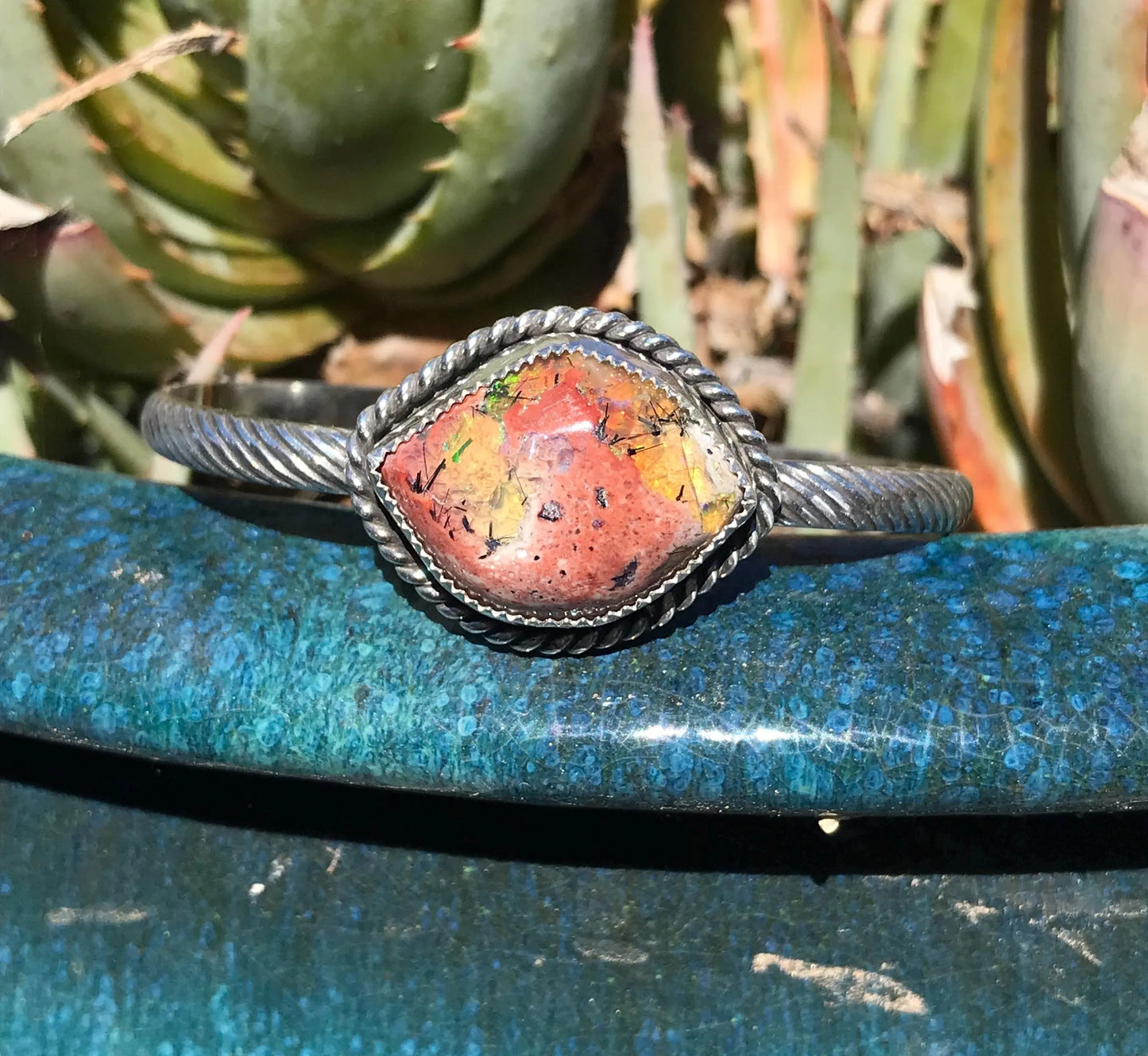 Mexican Fire Opal Cuff Bracelet