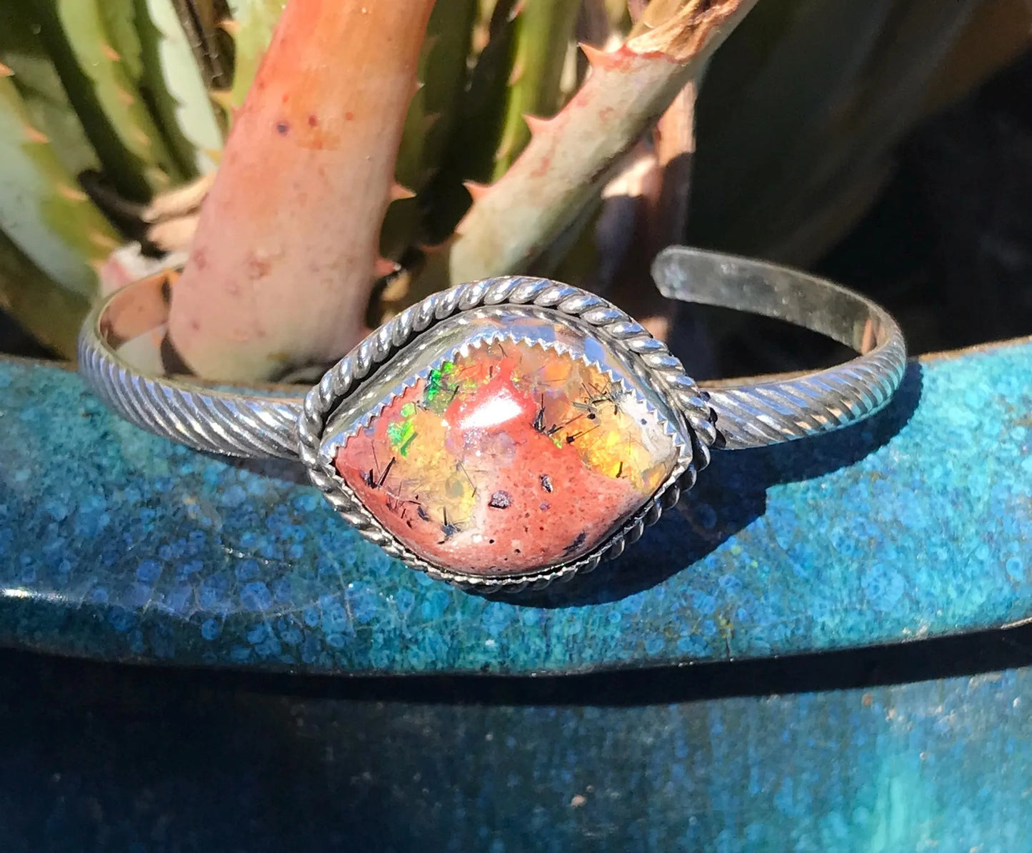 Mexican Fire Opal Cuff Bracelet