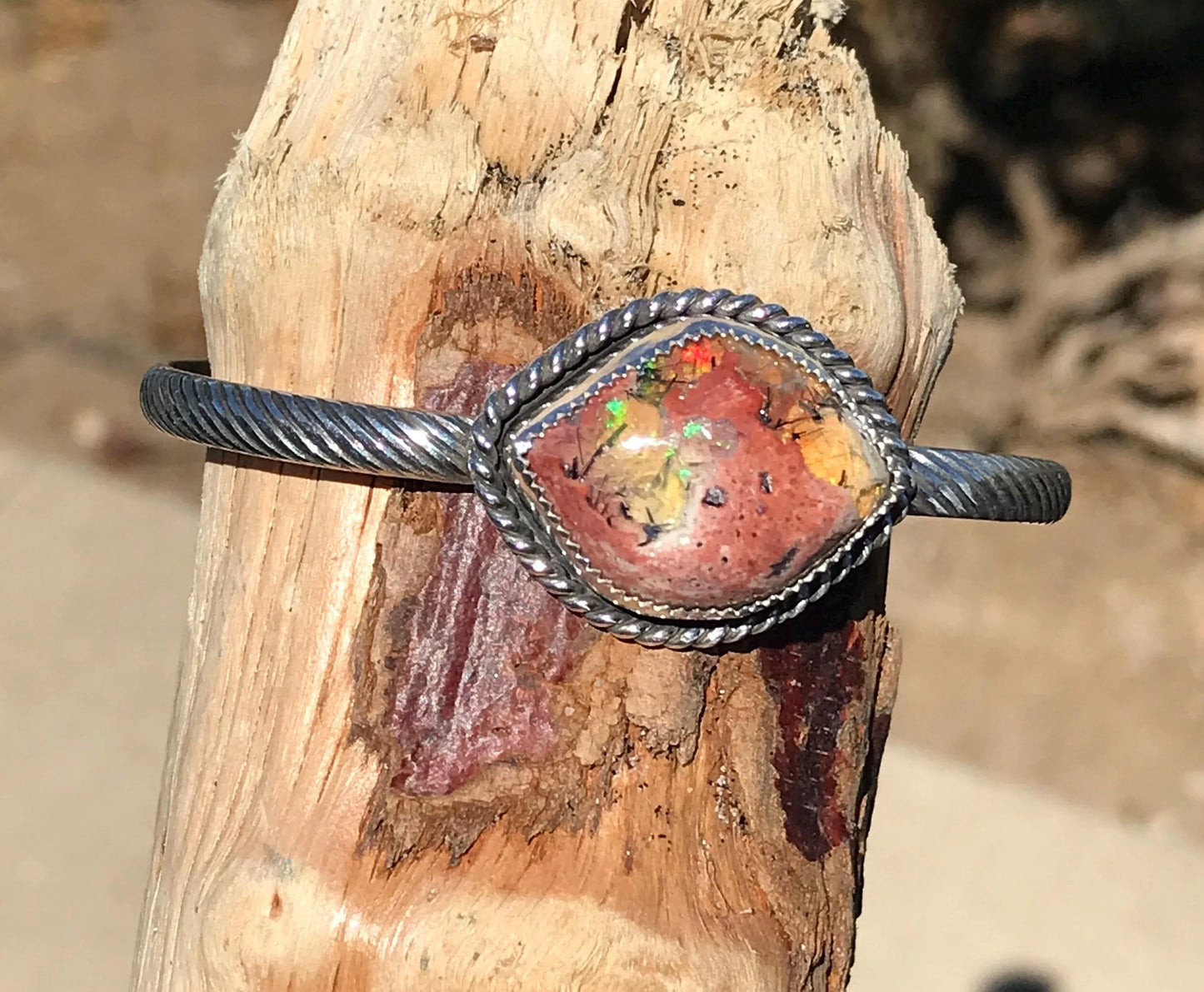 Mexican Fire Opal Cuff Bracelet