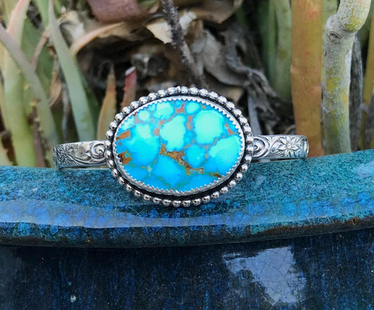 High Grade Kingman Spider Web Turquoise Cuff Bracelet