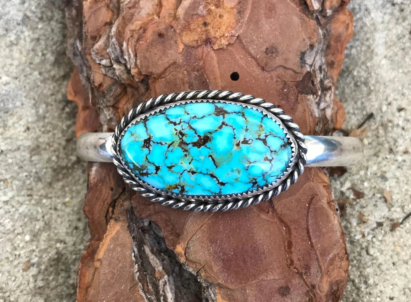 High Grade Kingman Spider Web Turquoise Cuff Bracelet