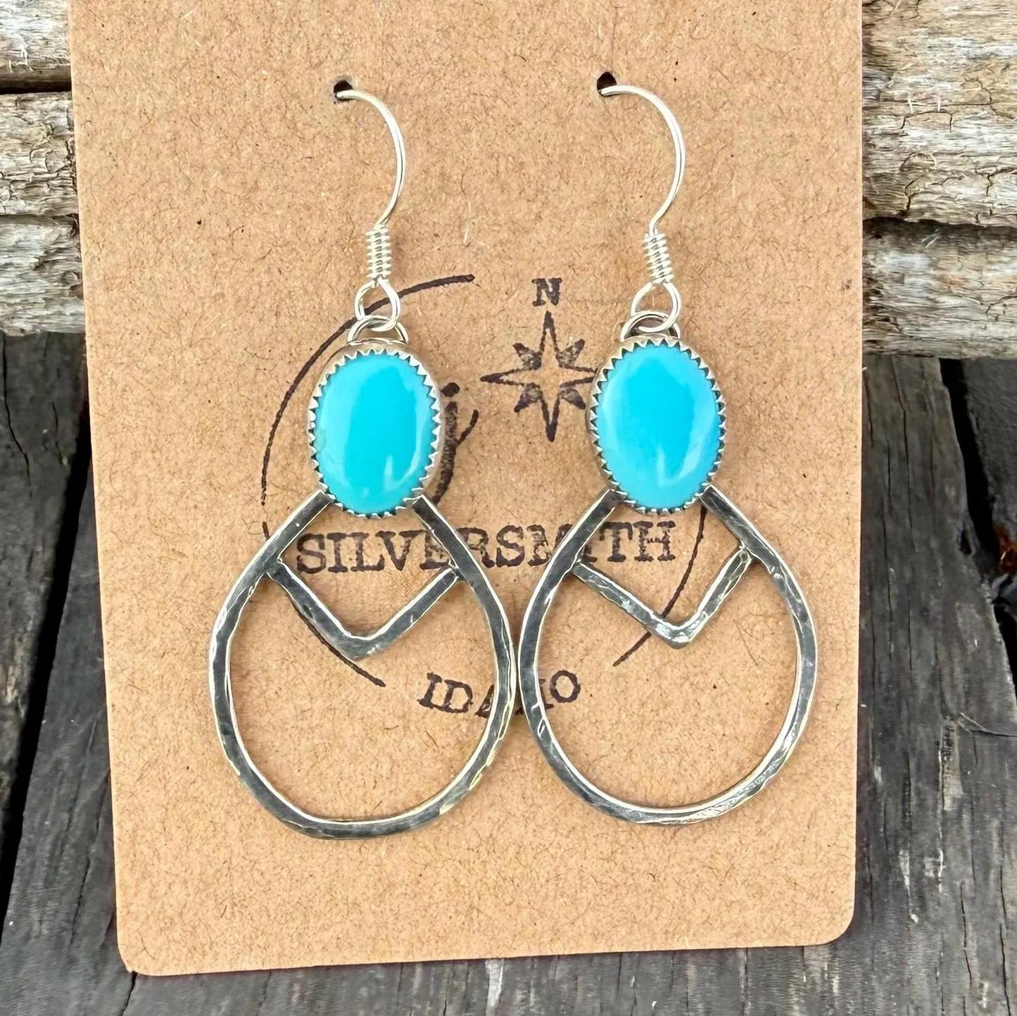 Egyptian Turquoise Sterling Silver Teardrop Hoop Earrings