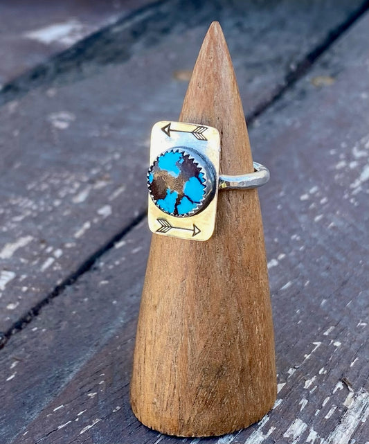 Egyptian Turquoise Arrow Stamped Ring
