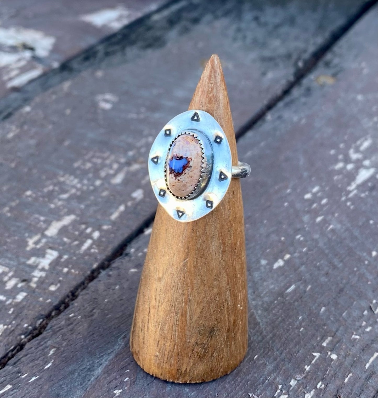 Mexican Fire Opal Stamped Ring