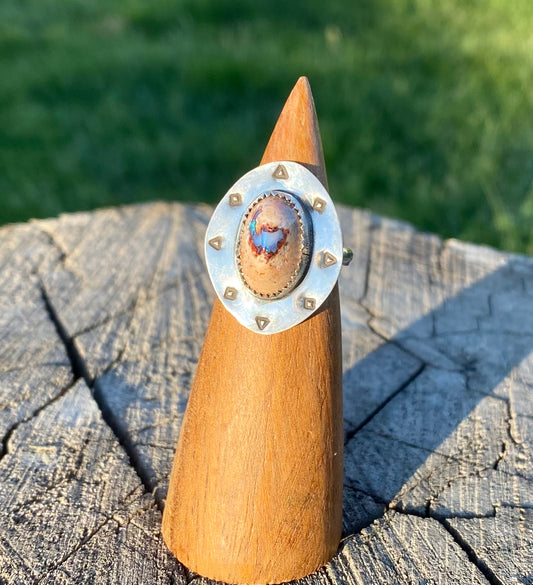 Mexican Fire Opal Stamped Ring