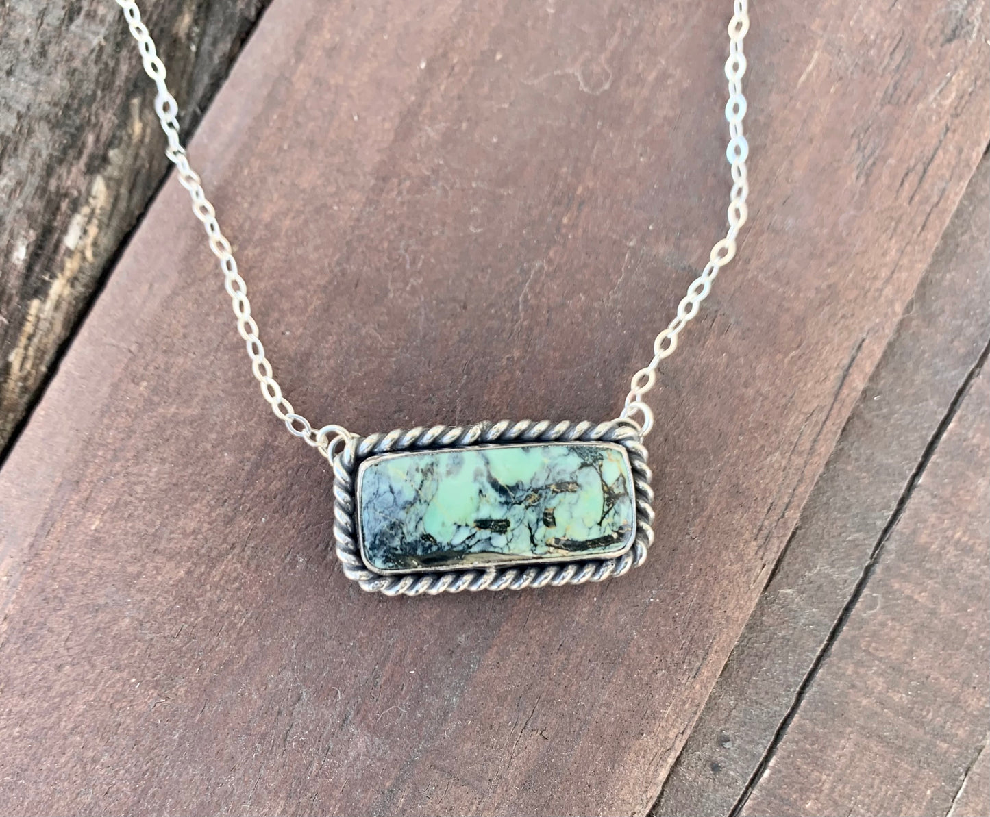 Tortoise Variscite Bar Necklace