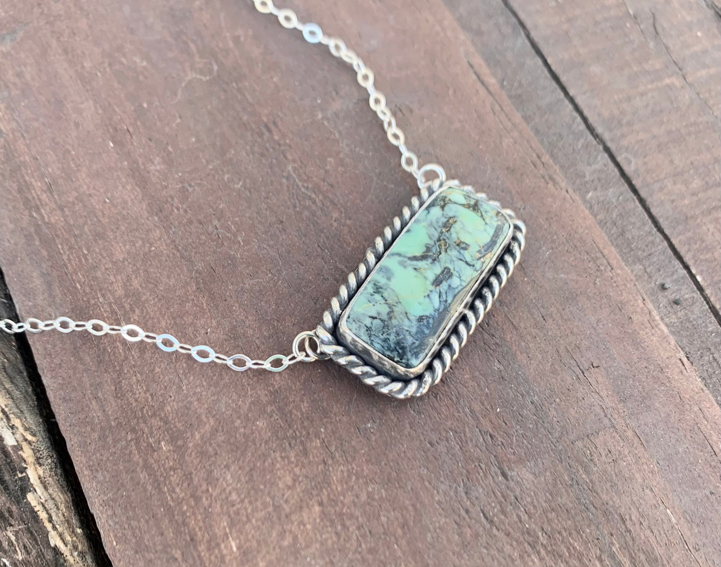 Tortoise Variscite Bar Necklace