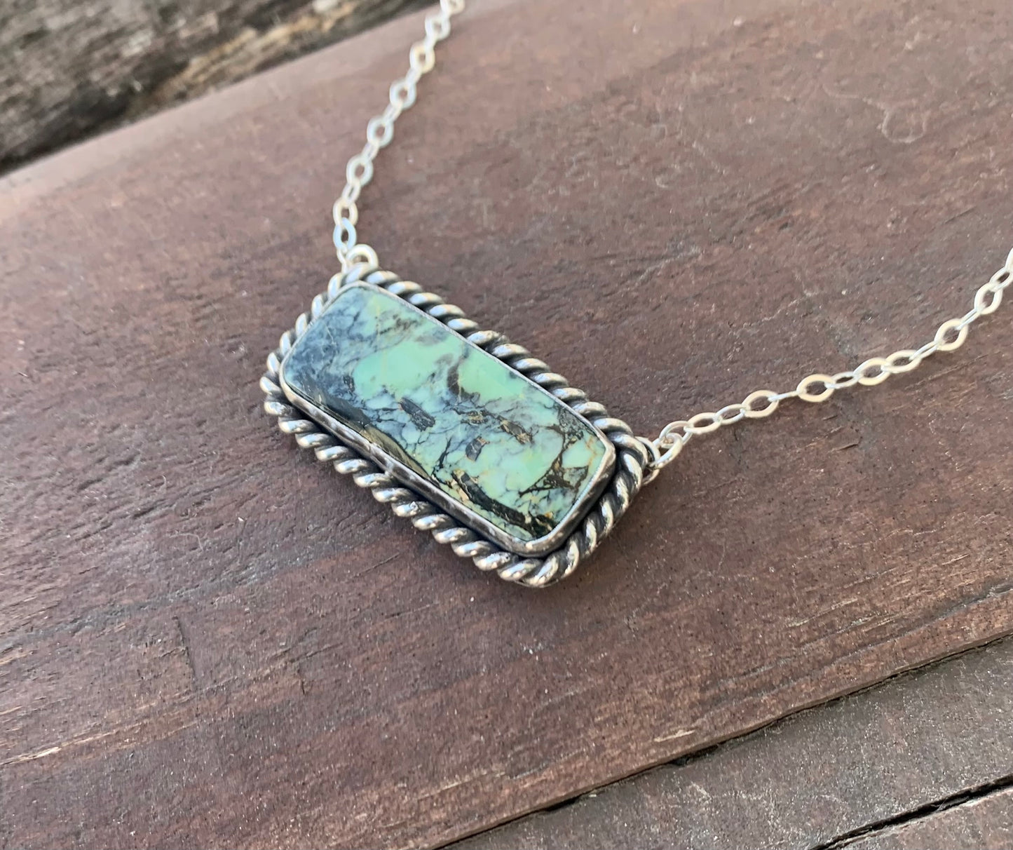 Tortoise Variscite Bar Necklace