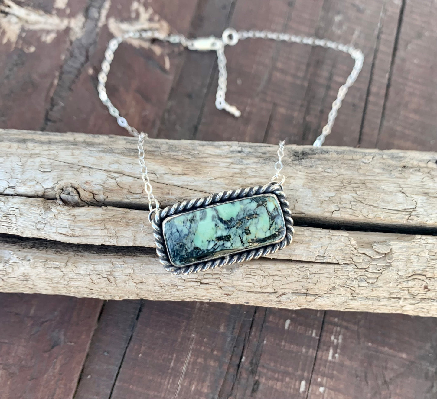 Tortoise Variscite Bar Necklace