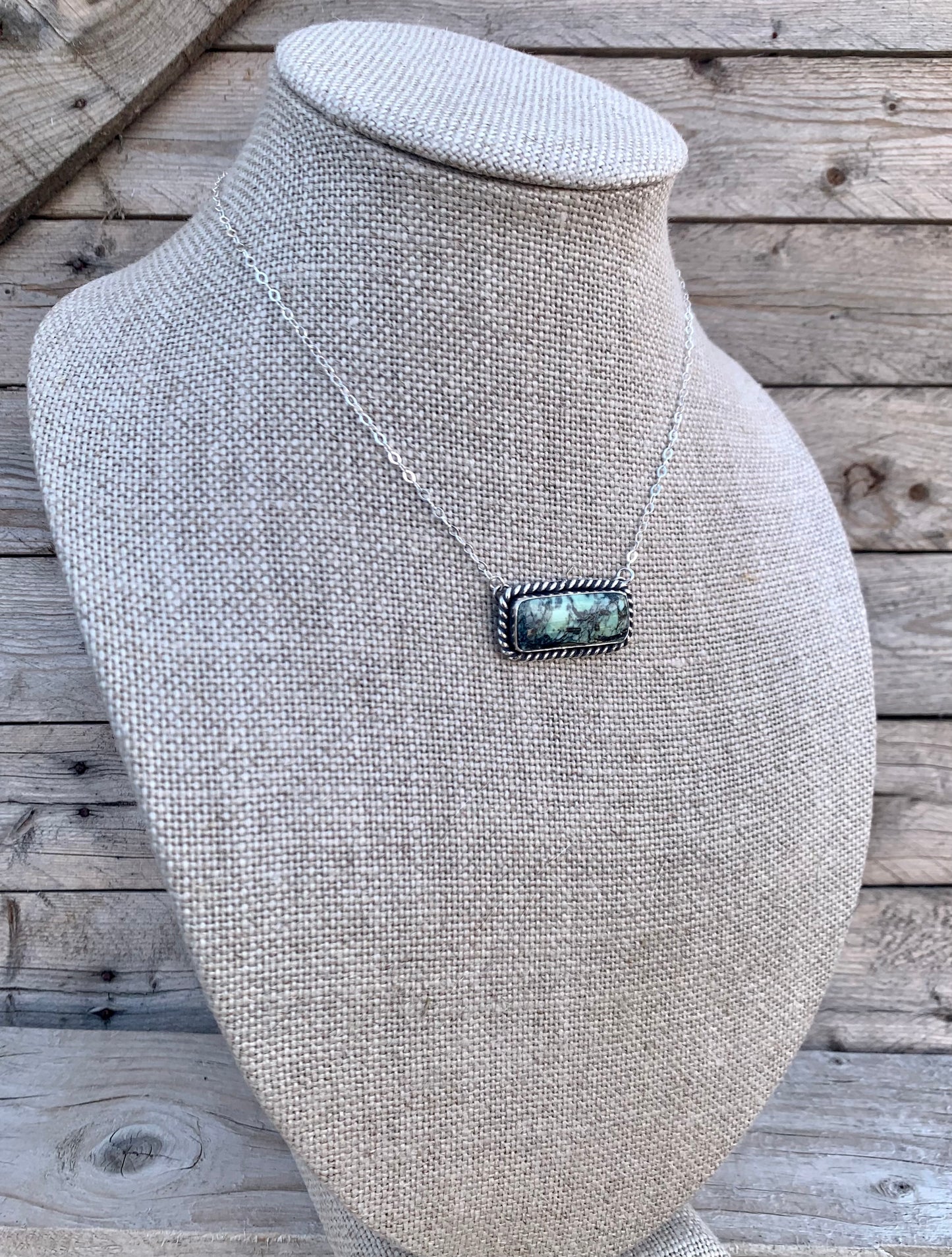 Tortoise Variscite Bar Necklace