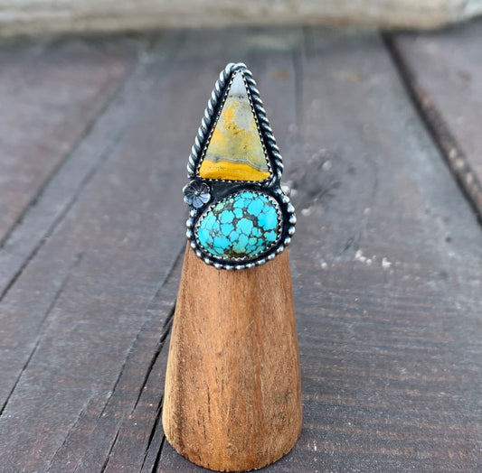 Bumble Bee Jasper & Blue Moon Turquoise Double Ring