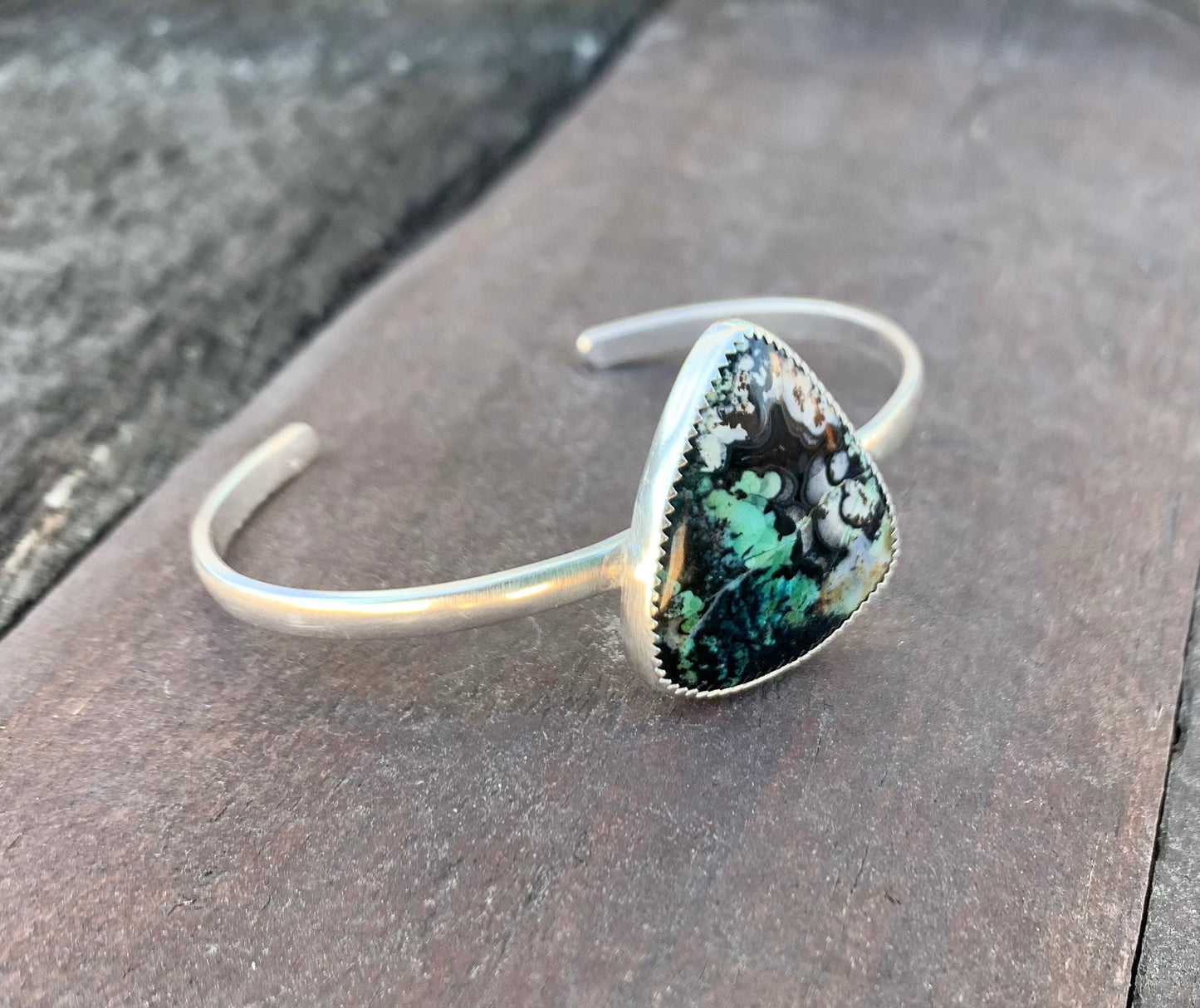 Blue Opalized Wood Cuff