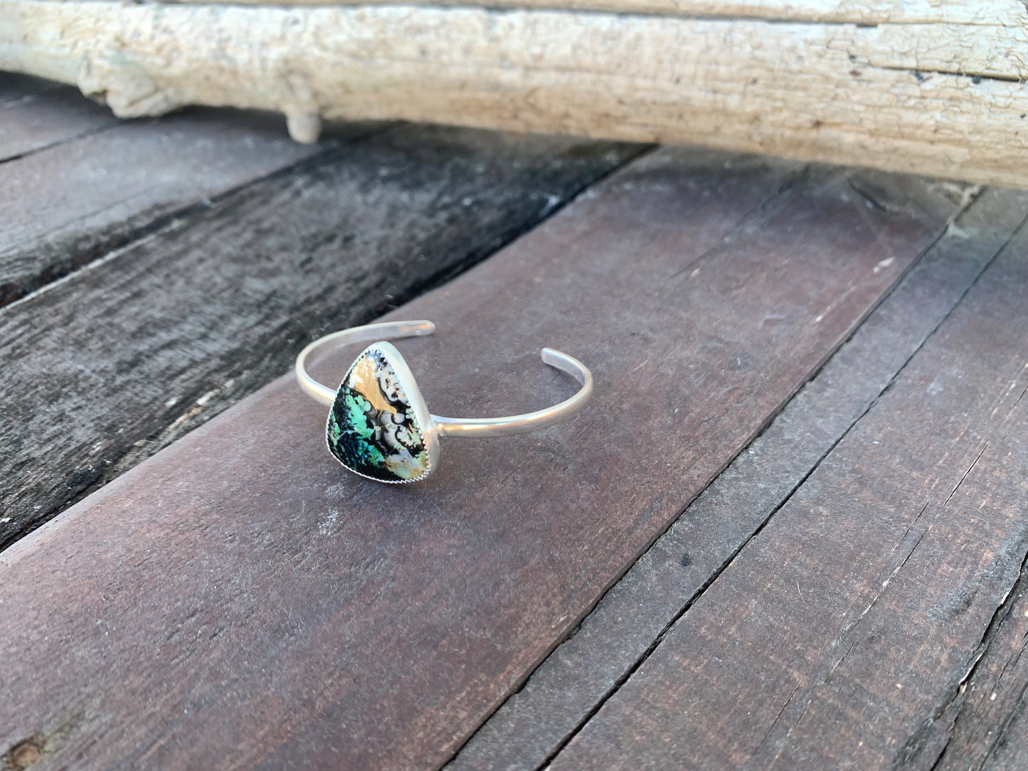 Blue Opalized Wood Cuff