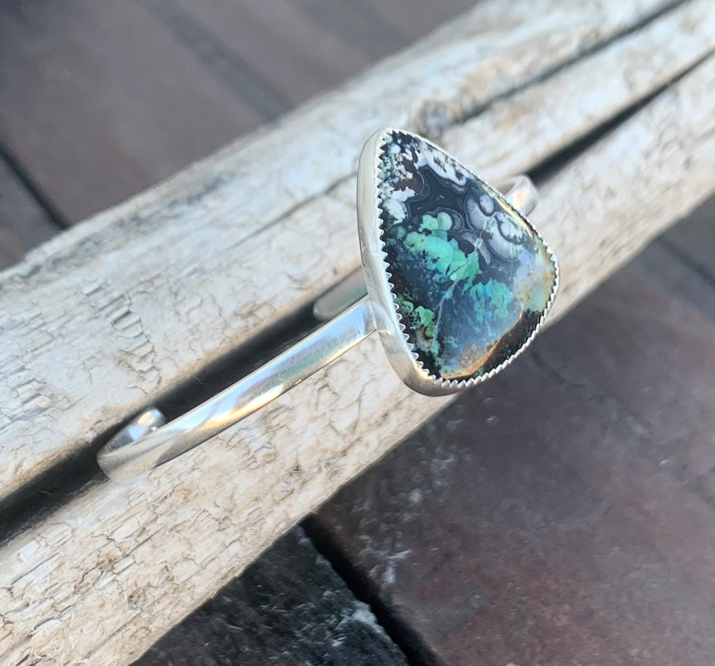 Blue Opalized Wood Cuff