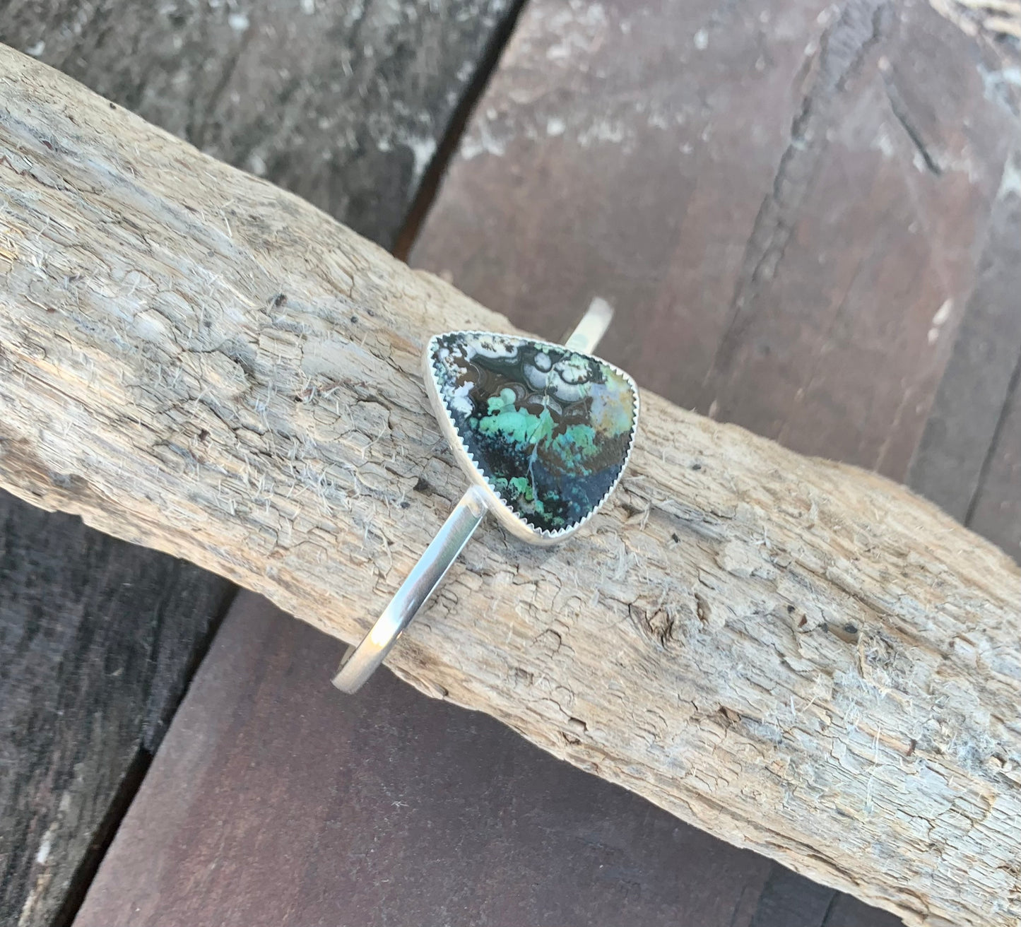 Blue Opalized Wood Cuff