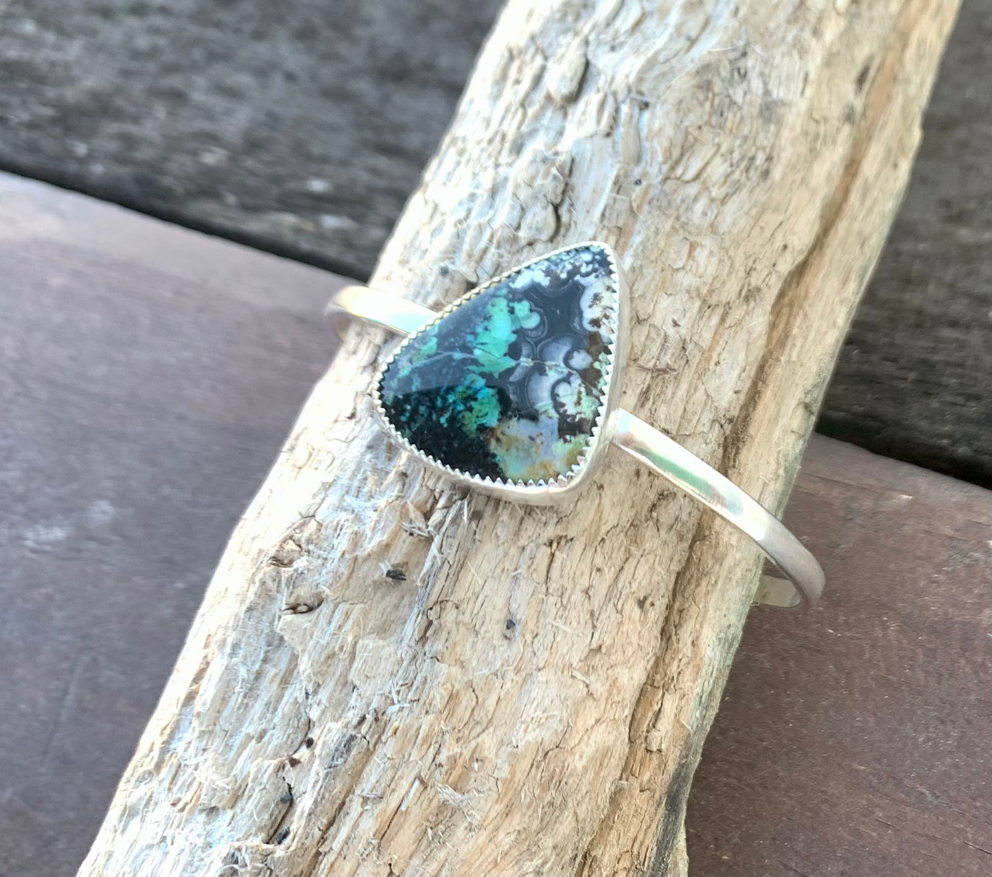 Blue Opalized Wood Cuff