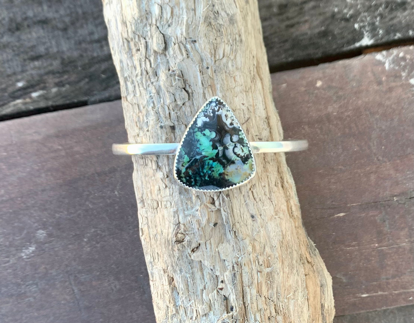 Blue Opalized Wood Cuff