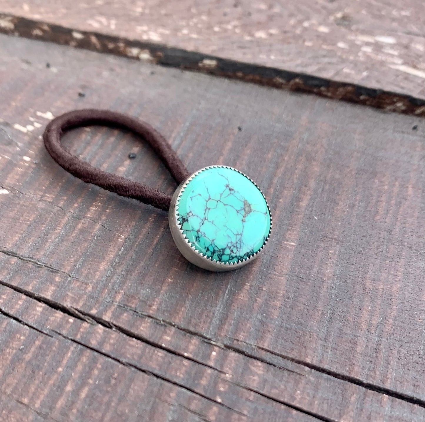 Blue Moon Turquoise Hair Tie Button